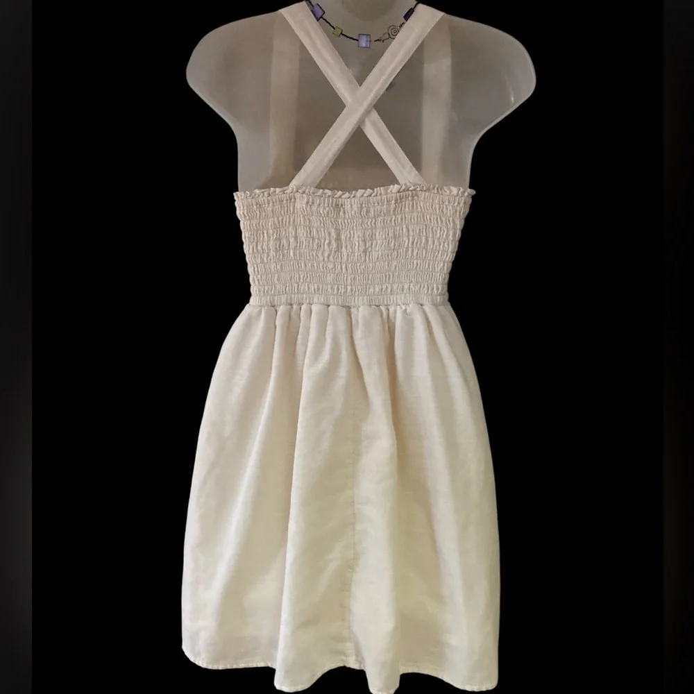 American Eagle Cotton& Linen Cream Sundress Medium EUC